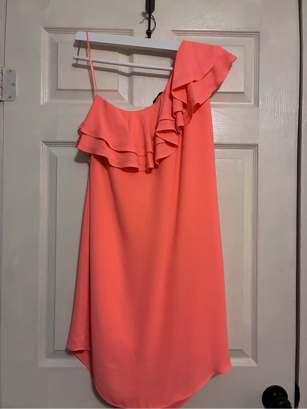 One-Shoulder Ruffle Coral Pink Women's Dress Apt 9 - Picture 2 of 3